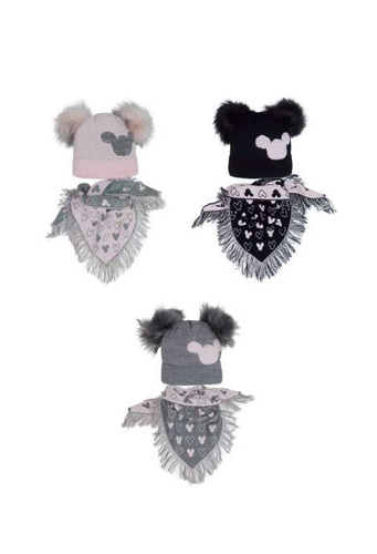 44-433 Zestaw  dziewczęcy Czapka+ chustka AJS mix-kolor