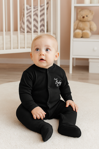 "Black & White" Pajac bawełniany dla chłopca Terjan - czarny