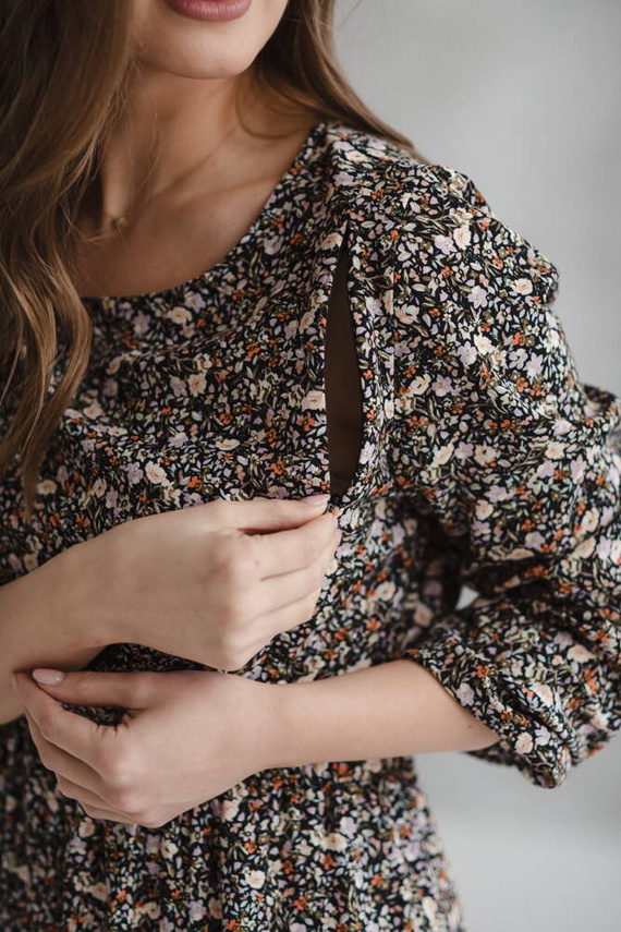 Lovely Dress sukienka ciążowa i do karmienia Milk&Love czarna w kwiatuszki