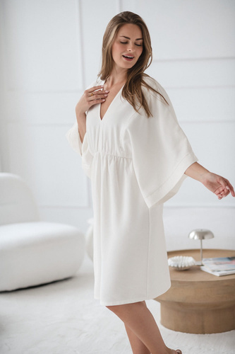 Mama Zen Sukienka ciążowa i do karmienia Milk&Love śmietankowa – kimono z zamkami, modalowa