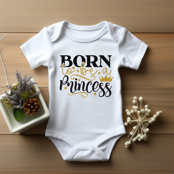 "Born to be a princess" Moocha Body krótki rękaw biały
