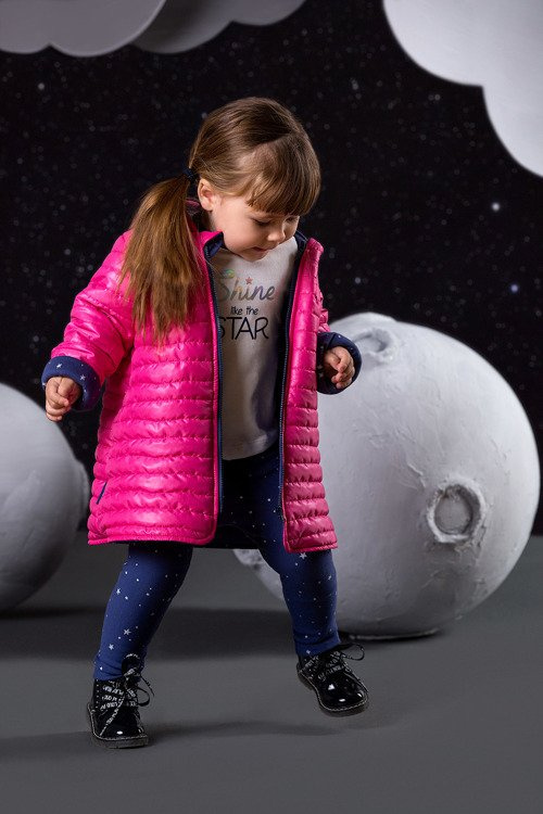 Płaszczyk z kapturem "COSMOS" Ewa Klucze różowy