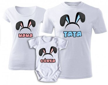 "MAMA TATA CÓRKA – na Wielkanoc" Moocha Zestaw koszulek rodzinnych biały