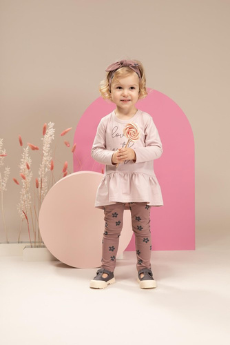 Happiness Pinokio Legginsy niemowlęce - ciemny róż/druk