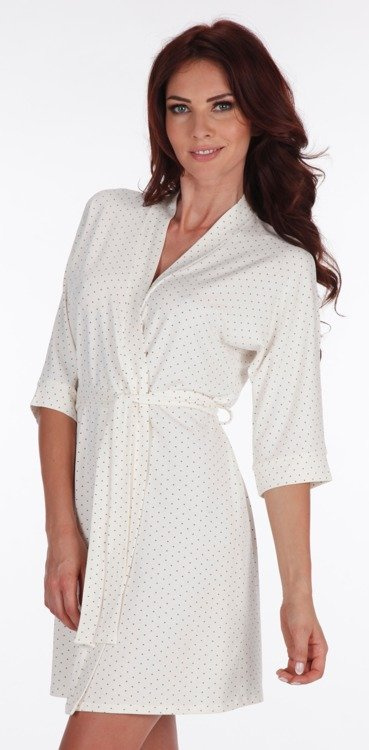 941 Kropki Szlafrok damski Krótki Forex - ecru