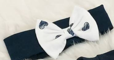 Serduszka Bambarillo opaska z kokardką granatowo-ecru