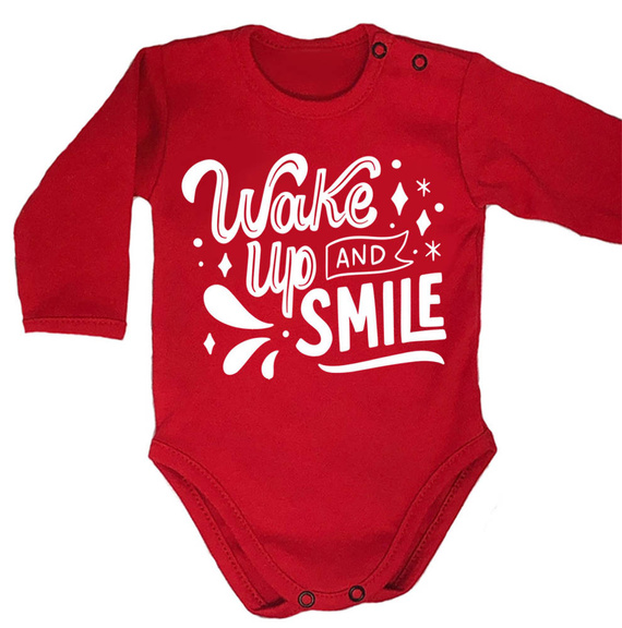 "WAKE UP AND SMILE" Moocha Body długi rękaw czerwony 
