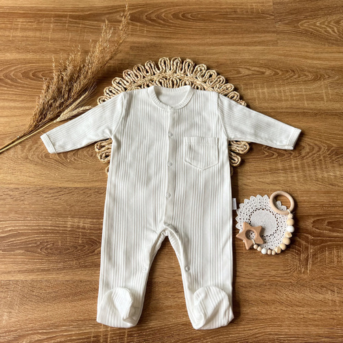 PAAB003 EkoBaby Mamatti Pajac niemowlęcy - ecru