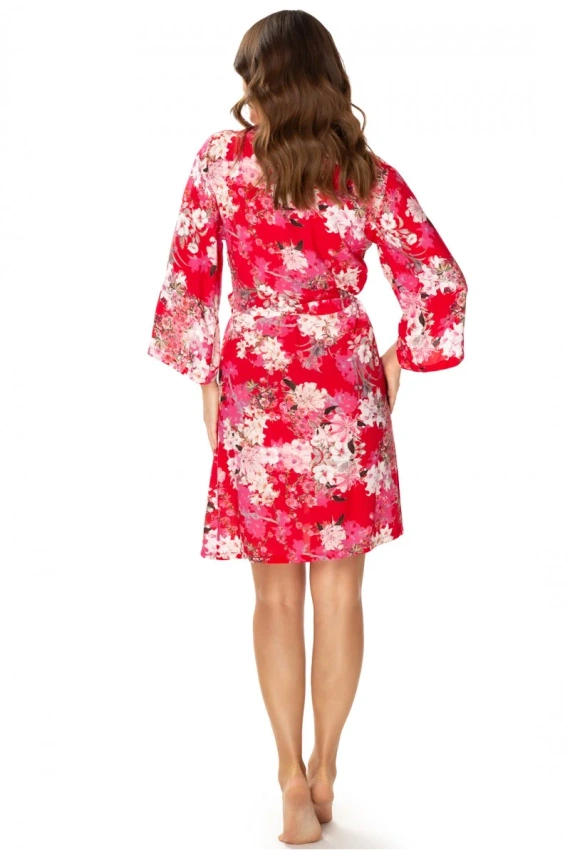 86636 Lotos Szlafrok peniuar Mewa druk w kwiaty