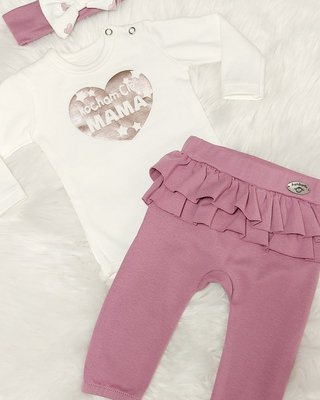 "Kocham Cię Mama serduszko"  Bambarillo Body z długim rękawem biały 