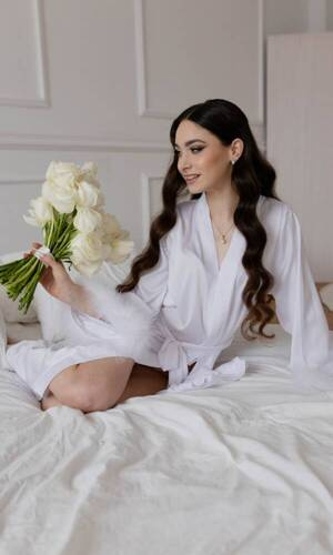 Sana Szlafrok damski długi ByShelly - biały