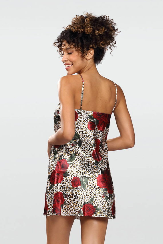 DK-HK Flowers Halka satynowa koszulka damska DKaren - 6 ecru