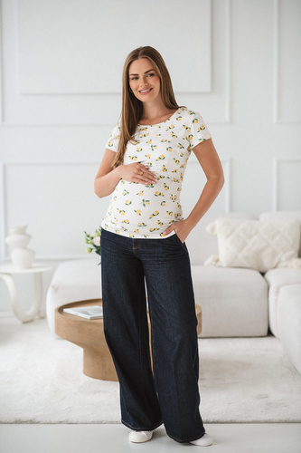 Milk Shirt Bluzka do karmienia i ciążowa z krótkim rękawem Milk&Love w cytrynki - wygodna i stylowa