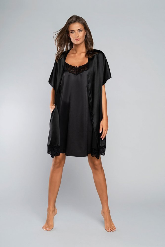 Dotyk Szlafrok krótki rękaw Italian Fashion - czarny