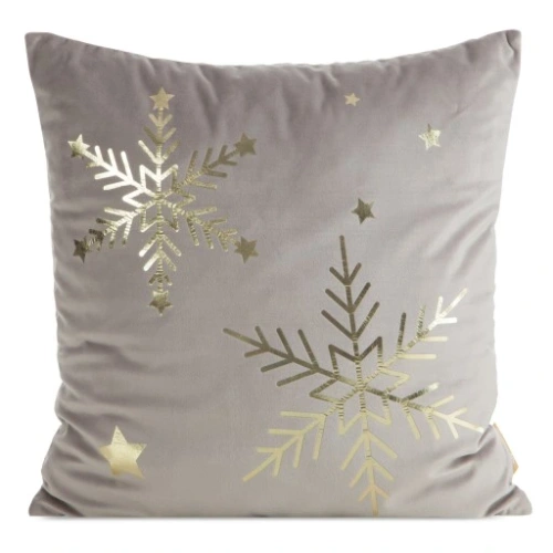 Chp 237 Poszewka świąteczna welurowa Eurofirany beżowy– miękka, elegancka dekoracja