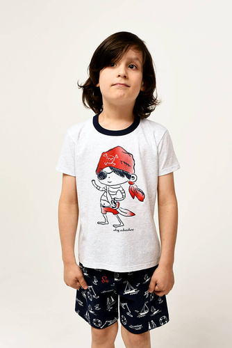 Piżama chłopięca krótki rękaw, spodnie Italian Fashion Kastos - jasny melanż