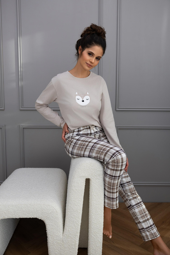 Tinsley Piżama damska Sensis – bawełniana, długa, w kratkę