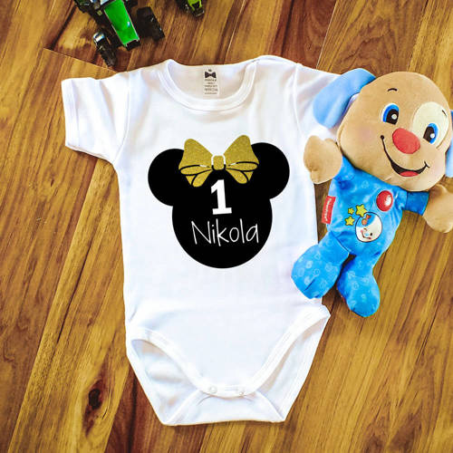 Body krótki rękaw " 1 urodziny roczek" Moocha złoty