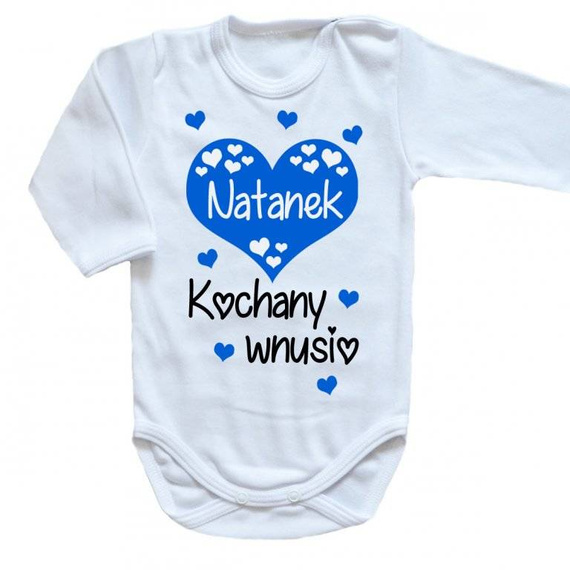 "KOCHANY WNUSIO z imieniem" Moocha body długi rękaw biały 