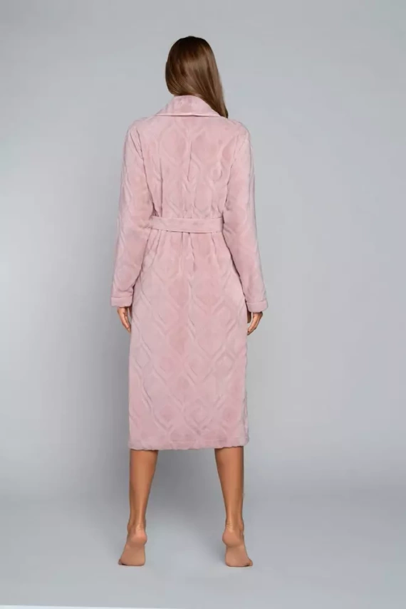 Morena Szlafrok damski polarowy Іtalian Fashion - pudrowy róż