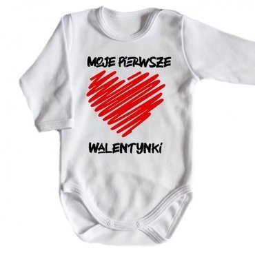 "Moje pierwsze Walentynki" Moocha body długi rękaw biały