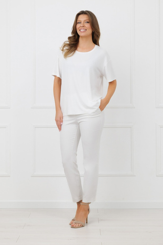 Bluzka damska Rima Italian Fashion 100% bambus krótki rękaw-ecru