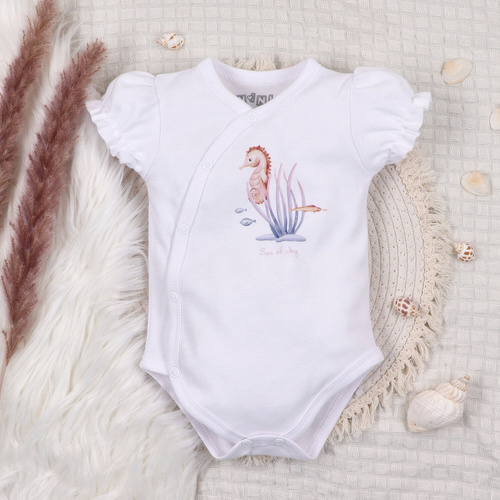 ABN-5474 Underwater World Body kopertowe Nini biały – bawełna organiczna, krótki rękaw