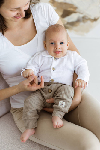 "Natural Waffel" Makoma Spodnie niemowlęce sage 