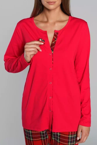 Zorza piżama damska długi rękaw, spodnie Italian Fashion - zielony/druk