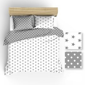 R009 Pościel bawełniana  gwiazdki biały-szary