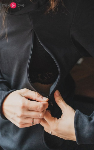 Milk Please bluza do karmienia Milk&Love z kapturem czarny