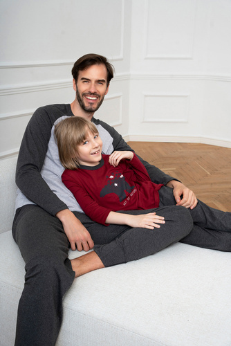 Morten Italian Fashion Piżama dziecięca bordowy/c.melanż 