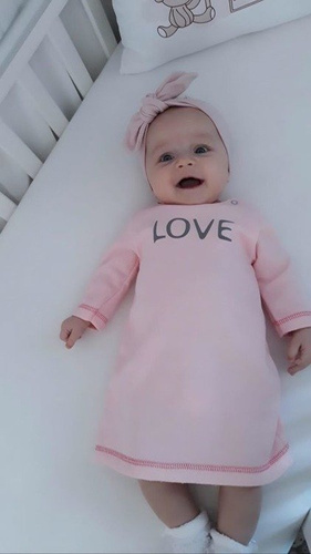 Sukienka bawełniana LOVE Terjan - ecru