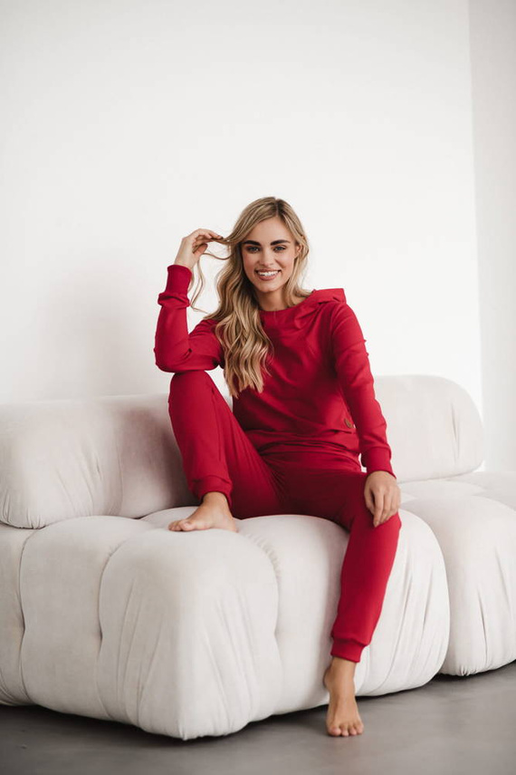 Spodnie Milk&Love dresowe ciążowe karminowa czerwień