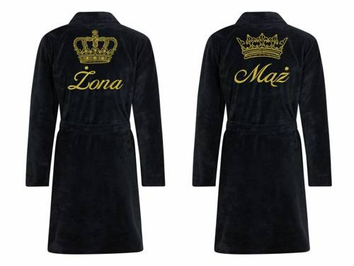 Żona&Mąż + Korona By Shelly zestaw szlafroków - czarny/złoty