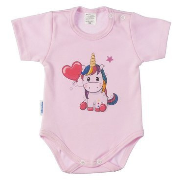 Jednorożec Martex body niemowlęce krótki rękaw różowy