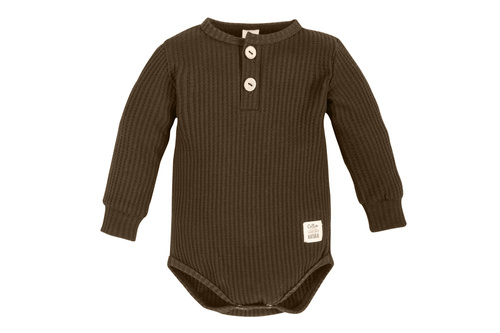 "Natural Waffel" Makoma Body polo z długim rękawem mocha