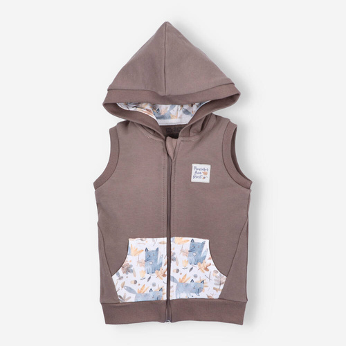 Skarby Jesieni Kamizelka z kapturem Nini brązowy