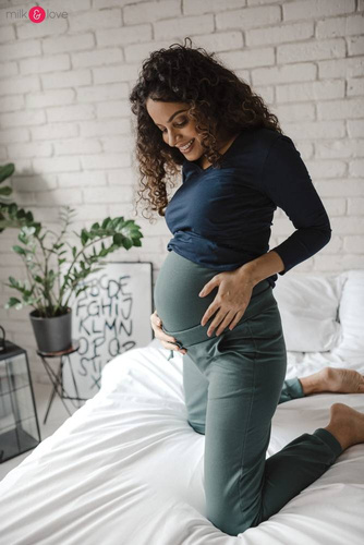 Spodnie Milk&Love dresowe ciążowe morska zieleń