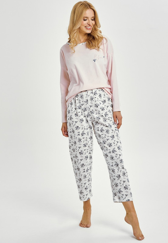 Ella 3450 Piżama damska Taro  różowa bawełna długi rękaw wygodna