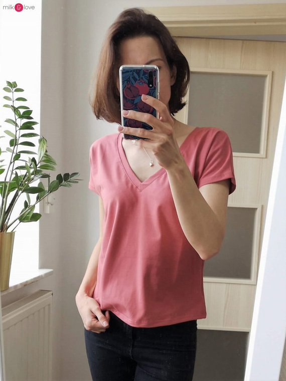 Two Ways Milk&Love bluzka ciążowa i do karmienia z krótkim rękawem dusty cedar