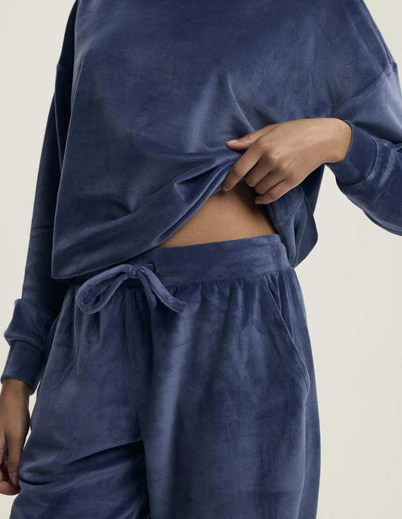43722 Delanie Piżama damska Henderson navy– welur, długi rękaw i spodnie