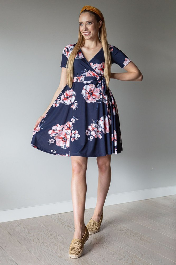 122 Sukienka ciążowa i do karmienia MIRACLE- granatowy