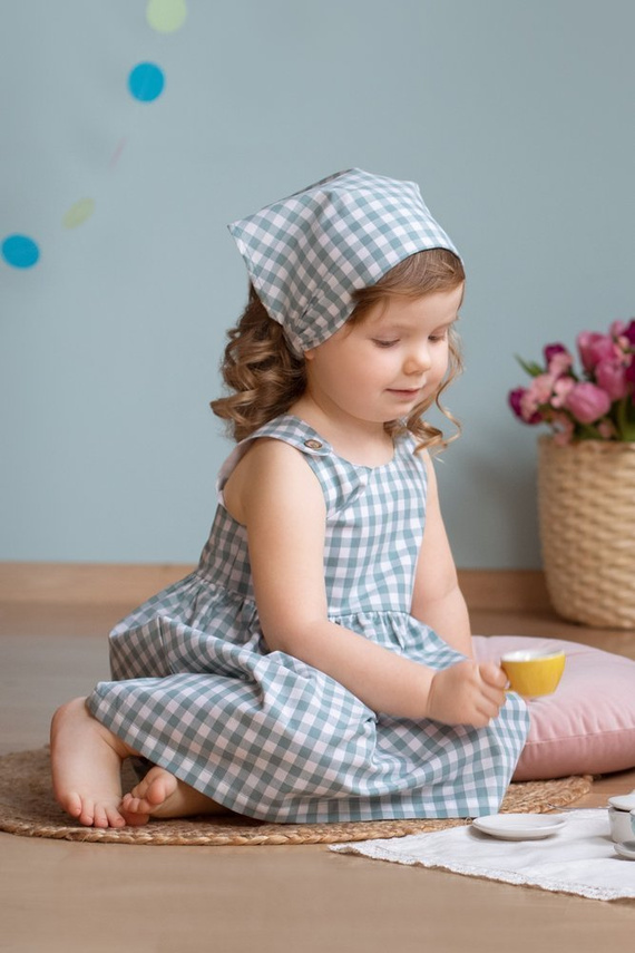 Sweet Cherry Pinokio Chustka niemowlęca - zielony kratka