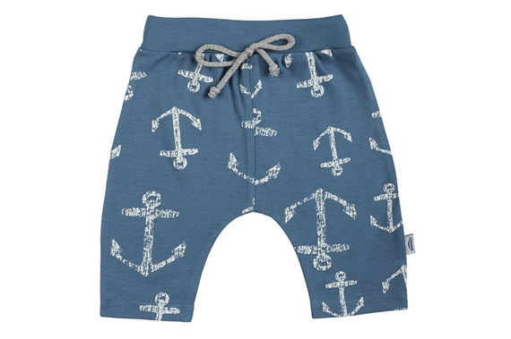 "BLUE SEA" Makoma Spodnie niemowlęce 3/4 niebieski kotwice