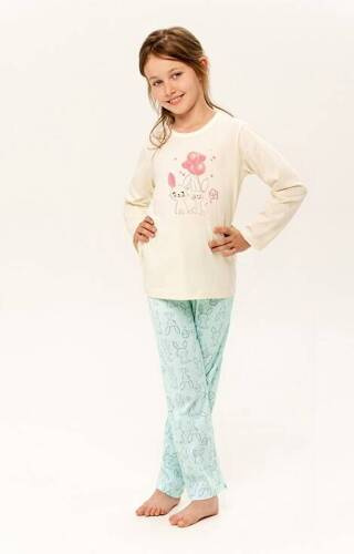 3269 , 3270 Tabbie Piżama dla dziewczynki Taro - kremowy