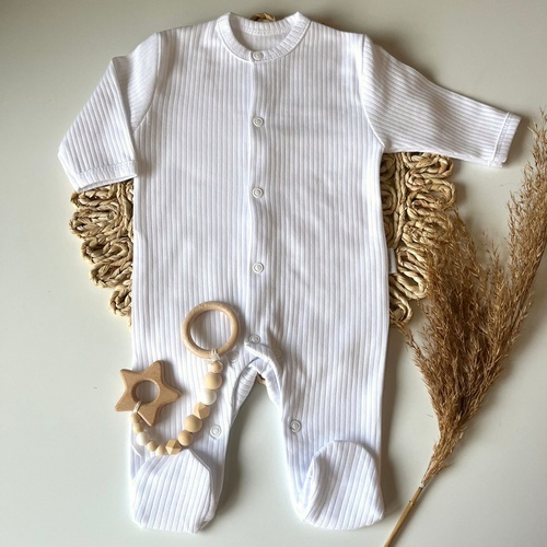 PA093 Prążek Mamatti Pajac niemowlęcy - biały