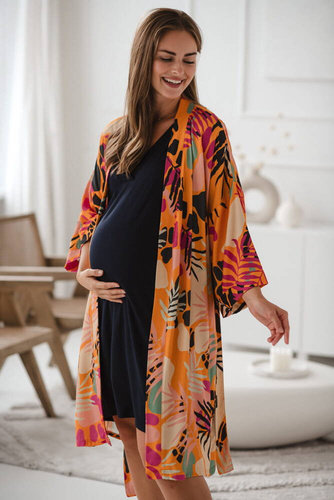 Tropical Orange szlafrok bambusowy ciążowy Milk&Love pomarańczowy