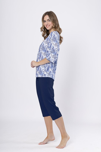 Piżama damska Ewlin 1661 Leveza  jeans– bawełna, rękaw 3/4