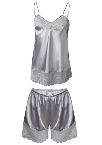 Isabella Komplet Damski Piżama DKaren - srebrny
